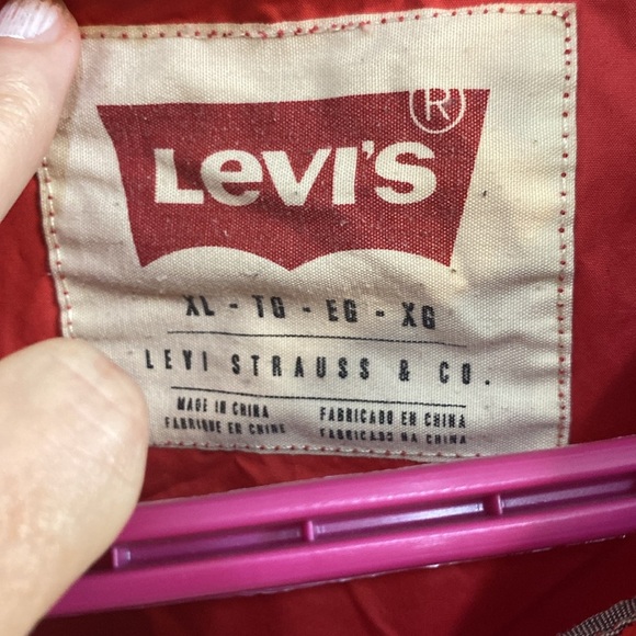 Levi's Strauss Mens Size XL Jacket Hooded Red White Blue Full-Zip Nylon Fall - Picture 3 of 9